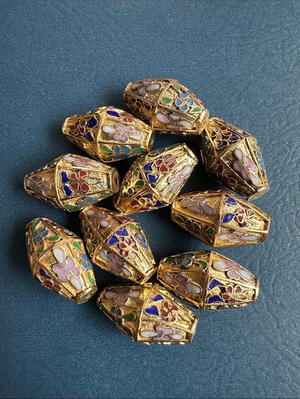 NEW listing - Rare Vintage LARGE Gold Cloisonné Beads